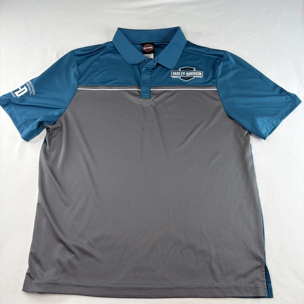 Harley Davidson Mens XXL Polo Shirt Blue Gray Indianapolis Southside Indiana